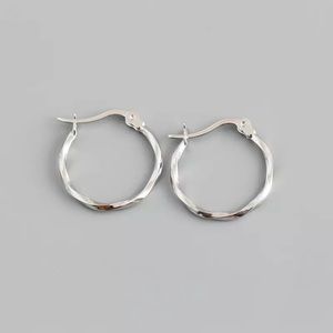 Silver Sculpt Twist Hoop Earrings 925 Sterling Silver